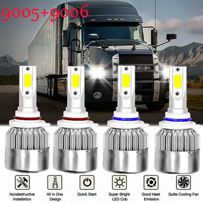 For MACK Vision CX CXN Truck 1998-2015 LED 9005+9006 Headlight Hi / Lo Beam 4PCS • $20.28