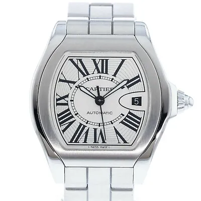 $4935.25 • Buy Cartier Mens Large Roadster Automatic Watch  Steel Box/Papers W6206017 + Bonus