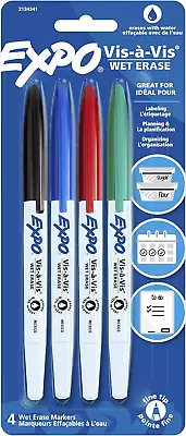 EXPO 16074 Vis-A-Vis Wet-Erase Overhead Transparency Markers Fine Point • $11.83