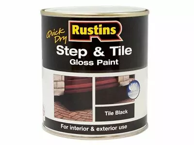 Rustins Quick Dry Step And Tile Gloss Floor Paint Black 500ml For Stone & Brick • £17.24