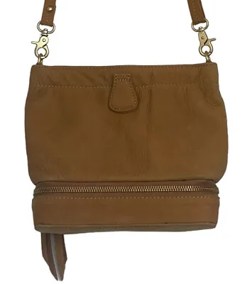 Miss Albright Purse Tan Brown Leather Shoulder Bag Crossbody Anthropologie • $35