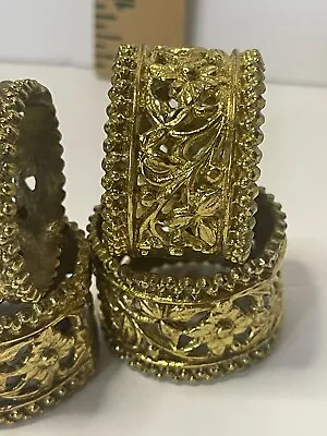 4 Beautiful Brass Napkin Rings Made In India. Very Detailed Filigree Flowers • $9.20