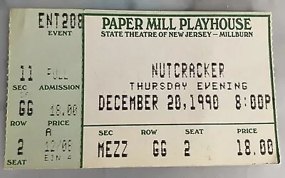 Paper Mill Playhouse Nutcracker 1 Ticket Dec. 20 1990 • $6