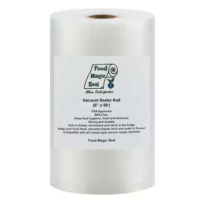 $14.99 • Buy 6 X50' Rolls Food Magic Seal For Vacuum Sealer Food Storage Bags!