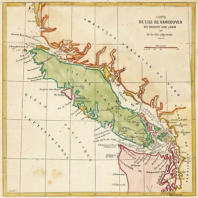1858 Map Vancouver And San Juan Islands Wall Art Poster Print Home Office Decor • $13.95