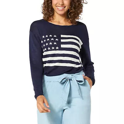 G By Giuliana Seaside Summer Knit Sweater Navy Flag • $21.99