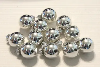Silver Glass Miniature Balls Christmas Ornaments Shiny For Feather Wire Tree • $9.95