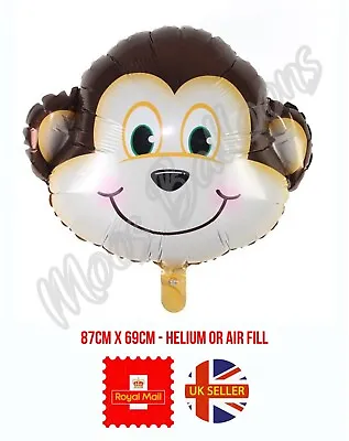 Cute Monkey Head Jungle Animal Foil Balloon Zoo Theme Kid Birthday Party Decor • $2.20