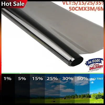 $15.07 • Buy Car Auto Home Window Tint Heat Insulation Film 5/15/25/35% VLT Black 20 X10/20ft