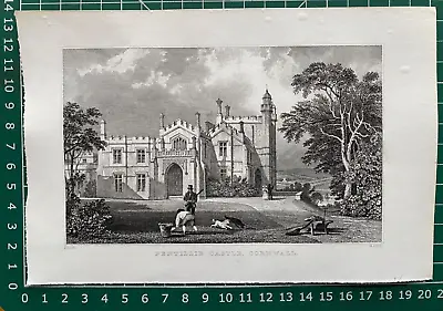 1831 Antique Print; Pentillie Castle Cornwall After T. Allom • $12.42