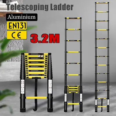 £64.99 • Buy 3.2M Heavy Duty Multi-Purpose Aluminium Telescopic Loft Ladder Steps Extendable