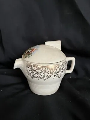 Vtg Ceramic Individual Lidded Teapot Unusual Rare Colonial Motif 4.5  • $12.99