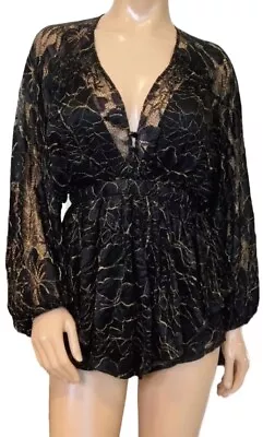 Alice McCall Size 8  Aquarius Playsuit Romper Metallic Gold Black RRP $360 • $80