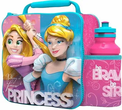 Disney Princess Girls 3D Thermal Lunch Bag With Sports Bottle Nursery School • £10.99