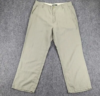 J Crew Pants Mens 34x30 Olive Linen Cotton Blend Trousers Casual • $18.88