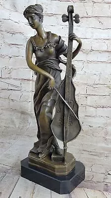 Young Woman Playing Cello Bronze Metal Statue Sculpture Figure Original Art Milo • $224.50