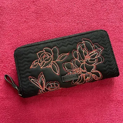 Navy Floral Embroidered Vera Bradley Accordian Wallet • $22