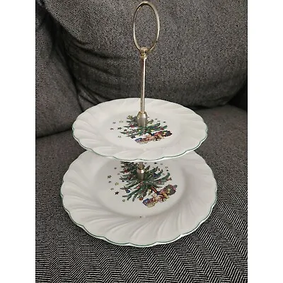 Nikko Ceramics Christmastime 2-Tier Server Spode Christmas Tree Vintage • $28