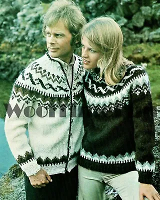 Knitting Pattern Mens/Ladies Icelandic/Ski/Winter/Xmas Sweater & Cardigan. • £1.80