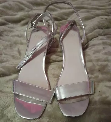 Faith Silver Diamante Ankle Strap Sandals Size 6 Party/Prom • £10