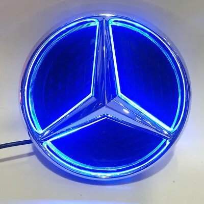Front Grill Star Emblem Blue Light Twist Silver Logo For Mercedes Benz W212 W205 • $42.99