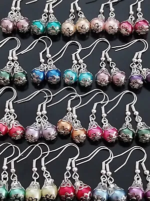 10 Pairs Of ELEGANT Mixed Colour GLASS PEARL Bead Earrings NEW Fashion Jewellery • $7