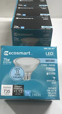 4 EcoSmart Two Packs 9.4W  75W Equivalent Light Bulbs PAR30S Dimmable Flood LED • $24.59