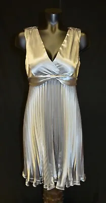 Rabbit Designs Vintage 90s 00s Silver Pleated Sexy Prom Party Dress Sz 6 • $22.49