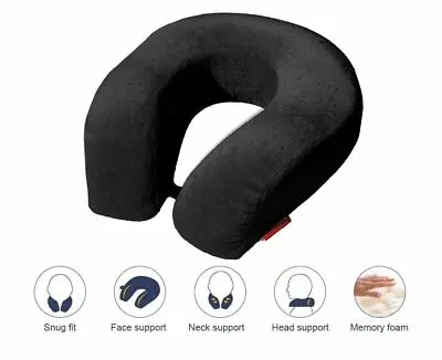 Bookishbunny Memory Foam Large U Shape Travel Pillow Neck Support Head Rest Blk • $11.87