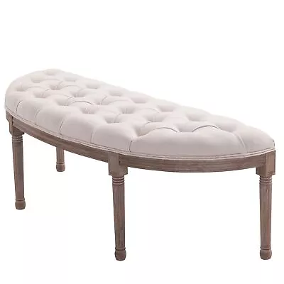 Vintage Semi-Circle Hallway Bench Tufted Upholstered Velvet-Touch Fabric Accent  • $123.75