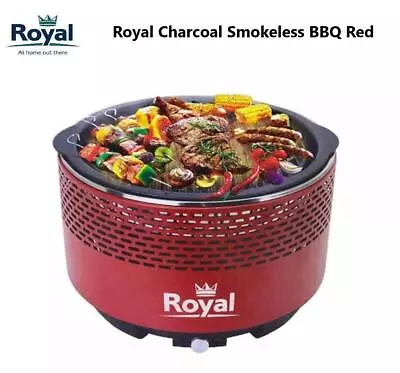 Royal Charcoal Smokeless BBQ Portable Grill Red Camping Garden Picnic V951-Red • £59.95