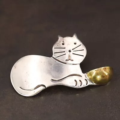 VTG Sterling Silver - MEXICO Kitty Cat Animal Brooch Pin - 13g • $2.99