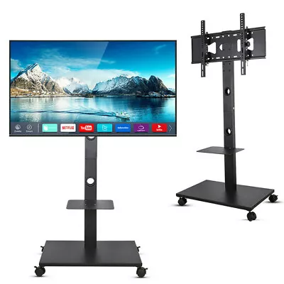 32 -70  Wheeled TV Mobile Floor Stand Moving Cart Mount Height Adjustable 30KG • £56.97