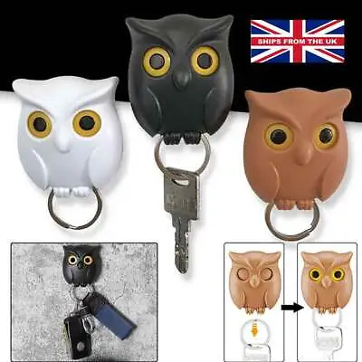 Night Owl Magnetic Wall Key Holder Keychains Hook Hanging Open Will Eye It KZ • £5.47