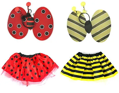 Bumble Bee Or Ladybird Fancy Dress Costume Tutu Wings Head Bopper Set Uk Seller • £6.99