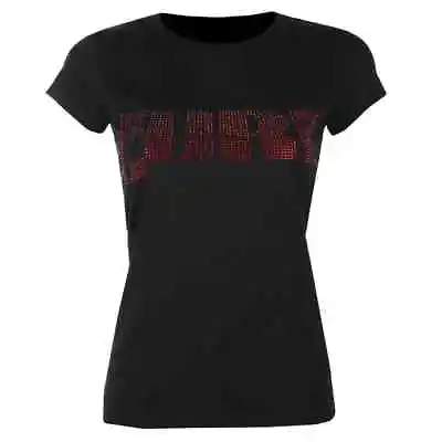 Rock Off THE CURE Diamante Logo Women's Short Sleeve T-Shirt In Black Size L • $28.90