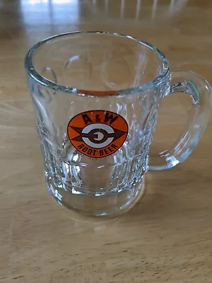 Vintage A&W Root Beer Mug Bullseye Logo 4.25” Tall Clear Glass HEAVY 1960s • £11.57