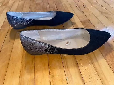 Black And Silver Sparkles Velvet Pointed Toe Flats BCBG Generation • $36.99