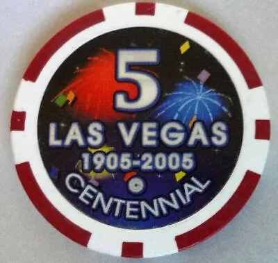 Las Vegas 1905-2005 Centennial  $5 Vintage Clay Poker Chip Free Shipping • $7.66