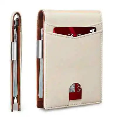 Slim Smart PU Leather Wallet For Men With Money Credit Card Clip RFID Blocking • $15.35