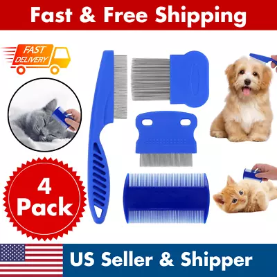 Flea Comb Dog Cat Lice Pet Grooming Tear Stain Remover Combs Fine Tooth Tool Set • $7.64