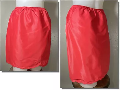 Lipstick Red Shiny Nylon Taffeta Half Slip W Comfort Waist NOS Vintage M • $3.99