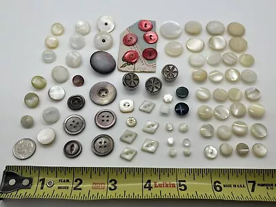 Vintage Antique Buttons Lot Mother Of Pearl Abalone Shell Carved Shapes Diamond • $21