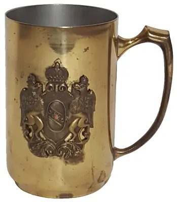 Antique Vintage Solid Brass Stainless Lined Tankard Stein Mug Cup 5  X 3  ITALY • $3.99