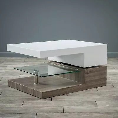 Emerson Rectangular Mod Swivel Coffee Table W/ Glass • $311.25