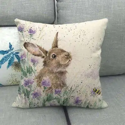 18  Animals Rabbit Deer Fox Owl Hedgehog Pillow Case Easter Bunny Cushion Covers • £4.79