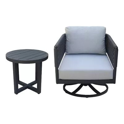 Outdoor 2 Piece Woven Abaca Rope Patio Set With An End Table And Swivel Chair • $1155.50