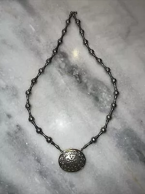 Vintage Estee Lauder Moonsilver Perfume Compact Necklace 1973 O85 • $15