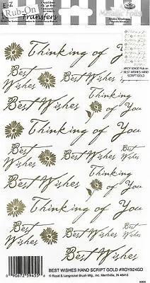 E-Z Rub-On Metallic Transfers (Best Wishes Hand Script Gold) - Crafting ROY924GD • £2.25