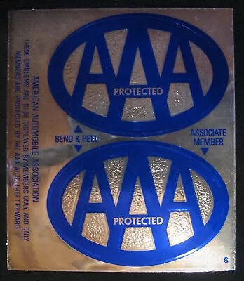 Vtg Rare NOS 1980s  Metallic Silver Metallic Silverr And Blue Double AAA Sticker • $7.95